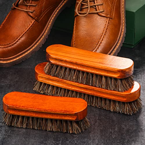 4 Pcs Horsehair Shine Shoes Brush Kit Polish Dauber Applicators Cleaning Leather Shoes Boots Care Brushes Suede Cleaner Brush with Microfiber Shoe Gloves(3 Pcs Shine Brush) - style: 3 Pcs Shine Brush