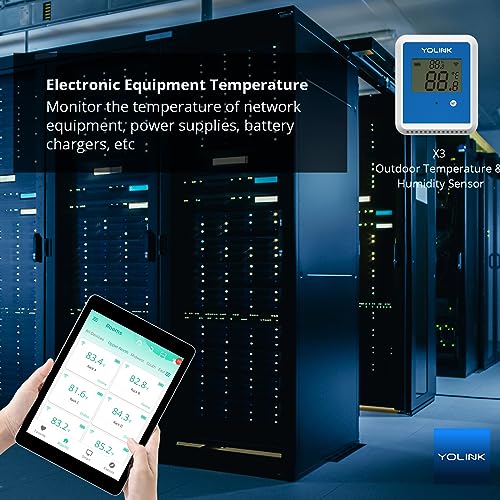 YoLink X3 Outdoor Temperature and Humidity Sensor with Data Logger, Thermometer, 1/4 Mile Range, 5+ Years Battery Life, Emails, Text, App Alerts, Alexa, IFTTT. Hub Required!