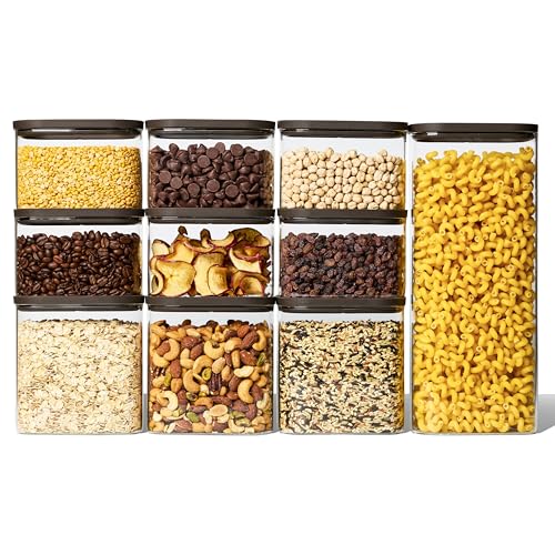 Naked Kitchen 20-Piece Food Storage Containers with Lids – Stackable BPA-Free Borosilicate Glass Pantry Storage Containers with Leak-Resistant Airtight Seal for Kitchen & Pantry Organization – Black - color: Black