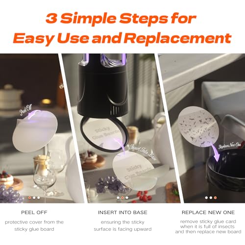 Fly Traps Indoor, Fruit Fly Trap for Home, Flying Insect Trap with Suction, Mosquito Traps Indoor & 10 Pcs Sticky Glue Boards, Gnat Traps for House Indoor