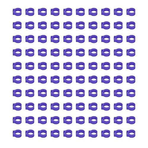 Zerodis 100PCS 8mm Leg Rings, Plastic Identification Bands for Pigeons, with Reusable Easy to Install for Poultry Dove Marking (Purple) - color: Purple