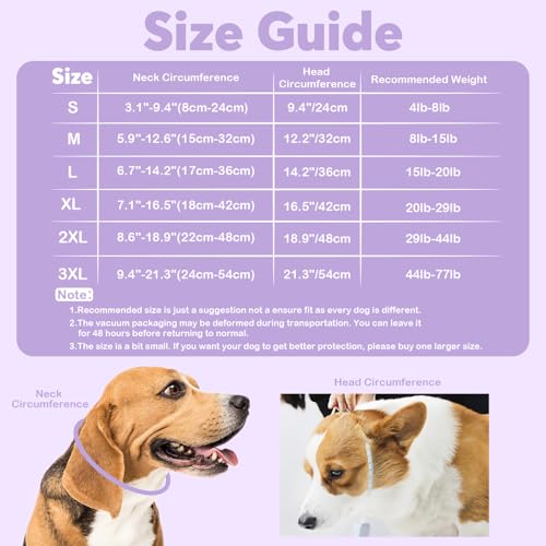 IDOMIK Dog Recovery Collar, Waterproof Soft Dog Cone After Surgery | Comfy Protective Elizabethan Collar Alternative for Dogs Cats, Adjustable Pet Neck Donut Cone Anti-Licking Wounds,Purple,L - color: Purple, size: L