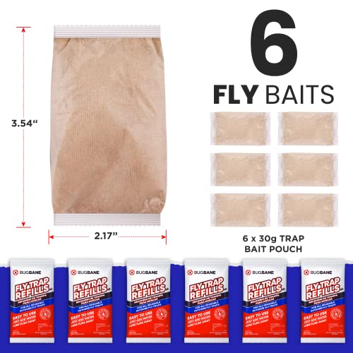 Fly Bait Fly Trap Refill Packets 6x1oz. Non Toxic Dissolvable Granules Work with All Reusable Flies Traps Outdoors Attractant. Flies Trap Bait Magnet Ranch Flytrap Outdoors. Cebo para Moscas - size: 6pack