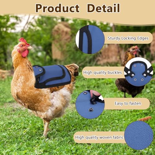6PCS Chicken Saddles for Hens, Hen Saddle Apron Jacket with Adjustable Strap, Chicken Wing Feather Protector with Back & Side Protection - Lightweight Hen Aprons, Feather Protector