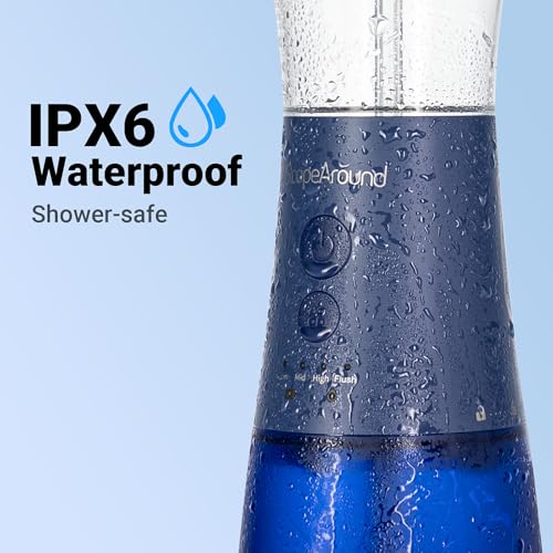 Electric Ear Cleaner with Water Temp Sensor, Ear Irrigation Flushing Kit | 4 Pressure Modes, One-Piece Tank, IPX6 Water Resistant, Ear Cleaning Kit, Earwax Removal Kit for Home Cleaning Checking - color: Blue