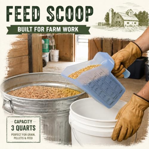 Uiifan 2 Pcs 3 Quart Horse Feed Scoop with Measurements, Heavy Duty Plastic Livestock Measuring Scoop for Grain, Pellets, Oats, Sweet Feed, Goat, Sheep and Cattle Supplies (Blue) - style: Blue