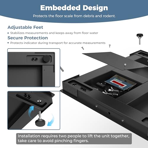 36"x36" Heavy-Duty Industrial Floor Scale, 5000lb x 0.5lb, Black | Carbon Steel Warehouse Scale with Digital Indicator, Accurate Pallet Scale for Postal Luggage Shipping Mailing Weighing - size: 36"x36"-5000LB