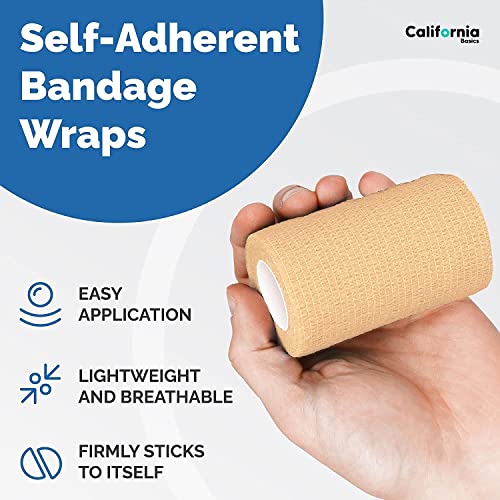 Self-Adhesive Bandage Wrap - Suitable for All Sports - Breathable Athletic Tape for Wrists - Knee and Ankle - Self Adhesive Bandage- 4 Inch- 8 Pack - Brown - color: Brown, size: 4 Inch x 5 yard- Pack of 8