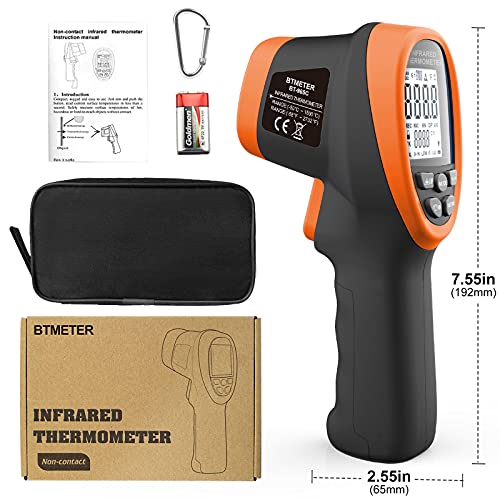 Infrared Thermometer Gun - BTMETER 985C Non Contact 16:1 IR Laser Temperature Gun Digital Instant Read -50℃~800℃(-58℉~1472℉) for Food Cooking Kitchen Grilling HAVC(NOT for Human Temp)
