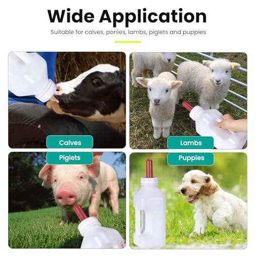 Screw Nipple Calf Bottle 2 Quart,Calf Feeding Device with Handle | Calves Nursing Milk Feeding Bottle with Rubber Nipple & Cap Livestock Supplie
