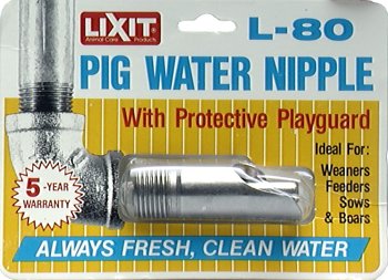 Lixit® L-80 Center Flow Nipple Valve with Play Guard for Pigs, Sheep, Goats, Livestock - Stainless Steel Automatic Pig Waterer Nipple - Made in USA