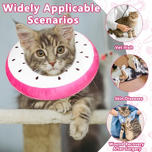 Cat Cone Collar Soft, Cat Recovery Cone (Dragonfruit, S) | Stop Licking, Cute Kitten Donut Collar After Surgery, Elizabethan Collars for Kittens, Lightweight Cats Neck Cones - color: Dragonfruit, size: Small