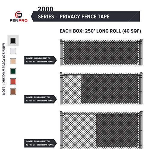 Chain Link Fence Privacy Tape 250 ft (40 SqFt) (Obsidian Black) | Gardening, Outdoor Wall, Balcony, Patio, Yard, Injury Prevention, Safety Fence Cover for Dog, Other Pet Hedge Slats - color: Obsidian Black