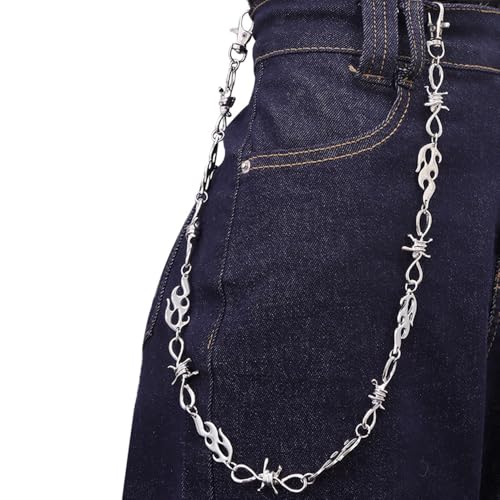 Pants Chains Layer Metal Chain Waist Wallet Keychain Jeans Chains for Men Women Daily Wear - color: Flame Chain