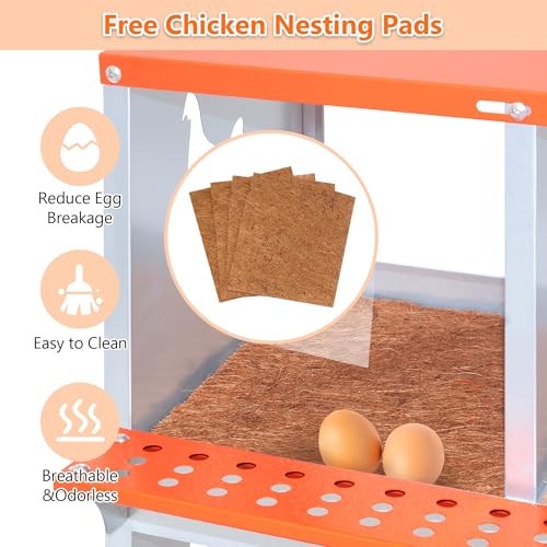 4 Compartment Galvanized Steel Nesting Box Wall Mount | Galvanized Steel Rustproof & Weather Resistant|Vented Design Keeps Interior Dry & Odor Free|Tool-Free Assembly - size: 42.5"L x 17.0"W x 15.0"H