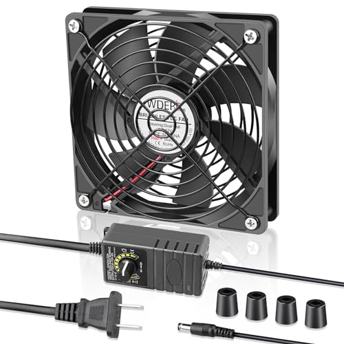 120mm x 25mm Computer Fan with AC Plug, 12V Variable Speed Cooling | AC 110V-240V Powered,for Router, Modem, Xbox, Electronic,Receiver, Terrarium and Greenhouse Ventilation