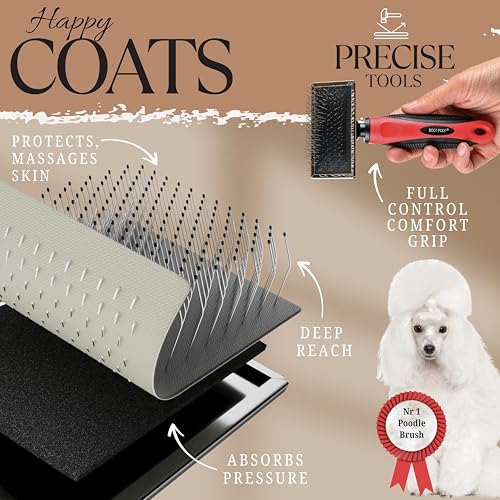 Mini Brush for Dogs and Cats - Coated Tips Massage Skin - Long Pins Remove Mats, Tangles in Long and Poodle Fur - size: Mini Brush