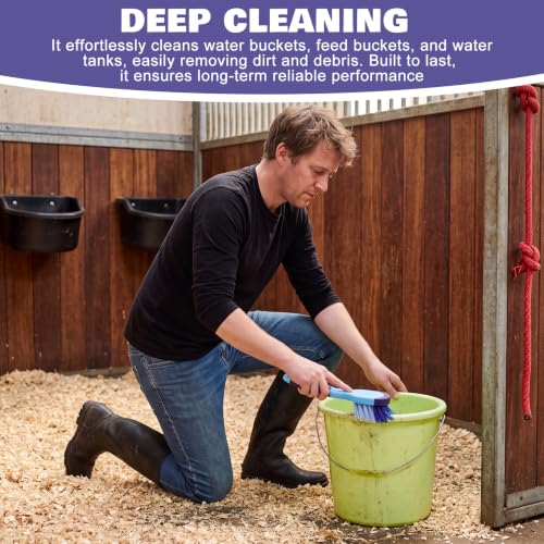 2 Pack 10" Horse Bucket Brush, Horse Bucket and Trough Scrub Brush, Water Buckets Brushes for Livestock Farm Equine Water Buckets Feed Trough Non Slip Grip Durable Synthetic Fiber (Blue) - color: Blue