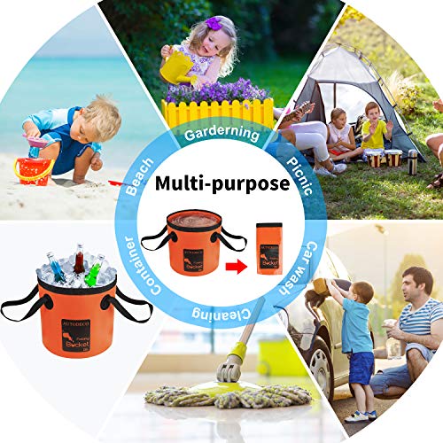 Collapsible Bucket 5 Gallon Container Folding Water Bucket Portable Wash Basin 20L - color: Orange