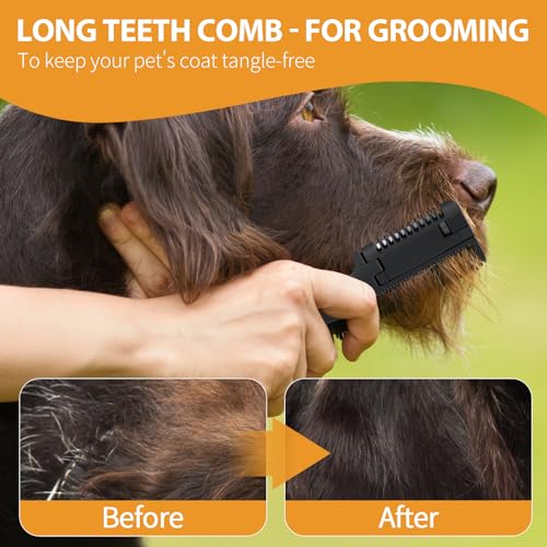 2-in-1 Pet Grooming Comb for Dogs and Cats - 2 Combs with 20 Extra Blades for Trimming and Grooming | 2 in 1 Trimming&Grooming, Dog Cat Brush that Cuts Hair, Hair Cutter Comb for Dog Cat, Pet Hair Trimmer Grooming Comb Dog Cat