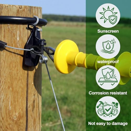 25 Pcs T-Post Electric Fence Gate Hook Heavy Duty Eyelet Set, Pin-Lock Insulator Gate Connector for High Tensile Ranch Farm and Property Fencing (Black) - color: Black