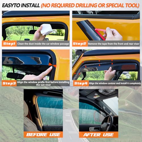in-Channel Window Visors Rain Guards FIT Hyundai Santa Cruz 2022-2025 (2022-2025) – 4-Piece in-Channel Dark-Smoke Polycarbonate Vent Deflectors