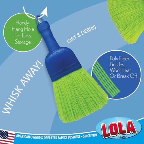 LOLA Whisk Broom, Hand Brush, Durable Bristles, Whisks Away Dirt & Debris, Compact, Hang Hole for Easy Storage, Indoor/Outdoor, 1 Pack - size: 1 Count, style: Classic