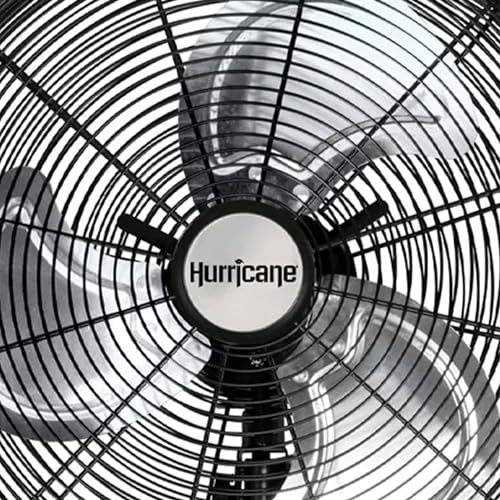 Hurricane Pro High Velocity Oscillating Wall Fan, 3 Speeds, Black, 16in | Metal - Wall Mount Corded Electric Air Cooling Unit w/ Powerful 2400 CFM Airflow for Home, Garage, Gym, Workshop & Greenhouse - style: 16" High Velocity