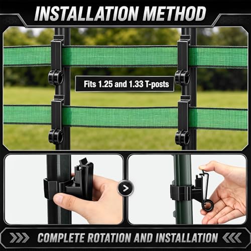 200 Pcs T-Post Poly Tape Insulator Large Snap T-Post Holding Electric Fence Insulator for Farm Fence (Black) - color: Black