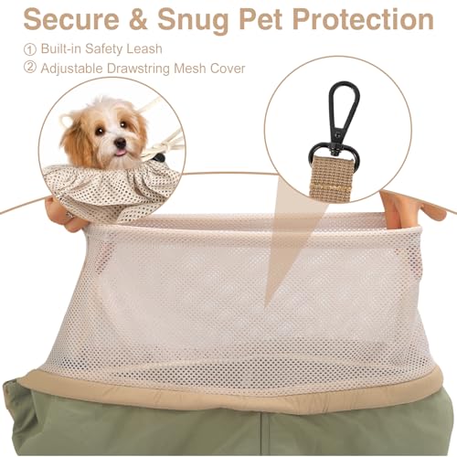 Dog Sling Carrier, Small Dog Carrier Sling for Cats & Puppies 16 lbs, Dog Carry Bag with Pockets, Light Water-Resistant Nylon, Pet Sling Carrier for Senior Pet Walks, Travel, Crowds, Home(Olive Green) - color: Olive Green