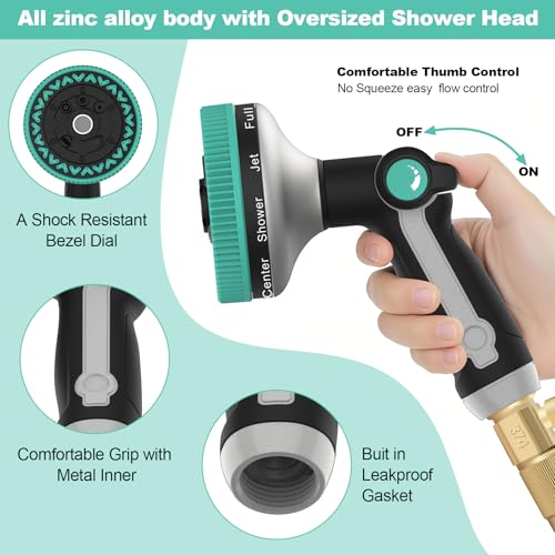 Garden Hose Nozzle | Heavy-Duty Metal Hose Sprayer Nozzle - 9cm/3.5" Ultra-Wide Spray, 8 Adjustable Nozzle Modes, Water Hose Nozzles for Watering, Cleaning, Pets & Car Washing (New Upgraded) - color: Blue+Grey+Black