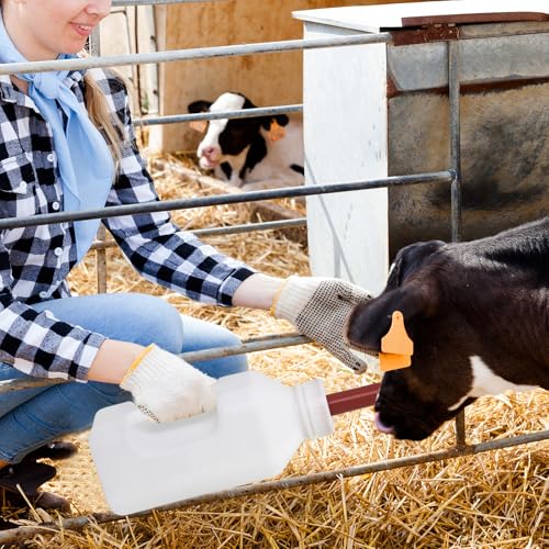 Calf Bottle with Hand Grip Handle and a Replacement Nipple,2 Quart Calf Milk Feeder Nursing Feeding Bottle (Red, Calf Bottle with Screw Nipple) - size: Calf Bottle with Screw Nipple