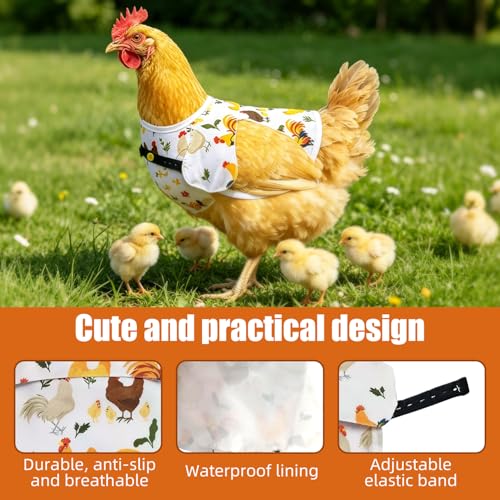 Chicken Saddle for Hens, Large Hen Saddle with Extended Shoulder, Wing & Tail Coverage Protection - Adjustable Straps, Premium Breathable Anti-Pecking Chicken Vest (1, White) - color: White