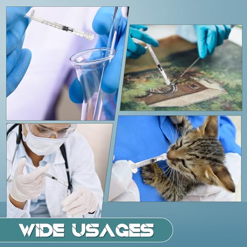 TrelaCo 50 Pack Syringe Without Needle Disposable Plastic Syringes with Cap Measuring Dispensing Tools Individually Sealed for Pets Feeding(1 ml) - size: 1 ml