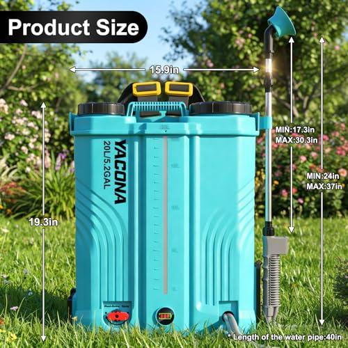 Backpack Sprayer Battery Powered 5 Gallon, 100 PSI Electric Garden Sprayer with Wash Bottle & Mixing System & 6 Nozzles for Lawn, Garden, Yard, 4.0Ah Battery & Charger Included | Wash Bottle & Mixing System & 6 Nozzles for Lawn, Garden, Yard, 4.0Ah Batter