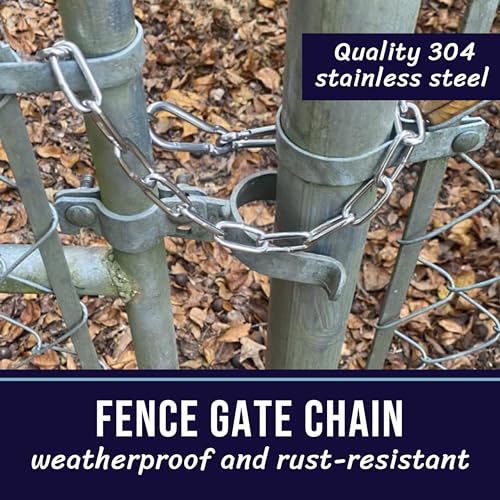 304 Stainless Steel Gate Chain 550lbs Capacity - 32" x 5/32" with M7 Carabiners, Chain Link Gate Latch for Outdoor Fence Livestock,Safety Hanging Metal Chain with 2 Carabiners, Black - color: 32in - Black - 1 Pack, size: 4mm
