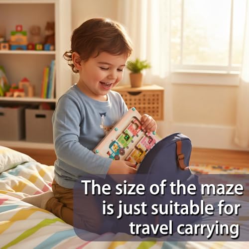 Fruit Train Maze Magnetic Busy Board & Travel Toy for Toddlers Ages 2-4 | Wooden Magnetic maze travel activity for toddlers that builds fine motor skills, focus and screen-free learning on the go. - color: Train Magnetic Maze