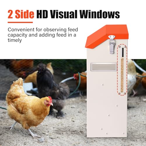 Small Chicken Feeder Gravity Feed Chicken Food Dispenser No Waste | Prevent Waste, Holds 10 Pounds of Feed, 3-4 Hens Can Eat At One Time, For Home Backyard Coop Wall Mount, Space-Saving