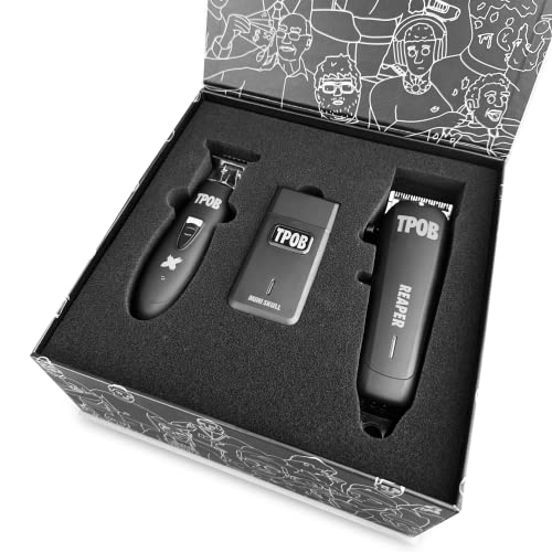 TPOB Slime 2 Barber Hair Clippers Trimmer Shaver Set for Men with Matte case and X Fade Blade (Black Pack) - color: Black Pack