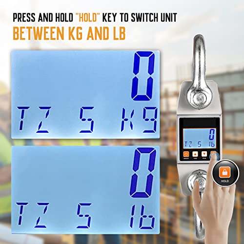 Digital Crane Scale 6600lb Hanging Scale Heavy Duty Industrial Hanging Weight Scale (6600lb/3000kg) - size: 3T