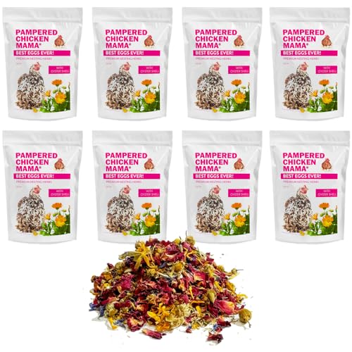 Pampered Chicken Mama Best Eggs Ever! Nesting Herbs for Chickens (8 Pounds Total) for Chicken Nesting Boxes Calcium Supplement for Chickens | Chicken Feed Supplies, Hen Treats for Coops (8 Bags) - size: 1 Pound (Pack of 8)