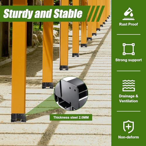6x6 Post Base for Concrete Heavy Duty Galvanized Post Anchor Base | Post Bracket Kit with 1" Standoff for Deck Patio/Gazebo/Pergola - style: Black With Accessories