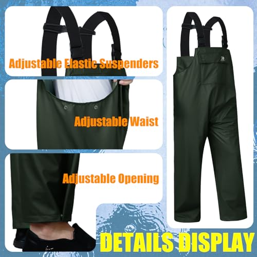 RainRider Rain Pants for Men Women Waterproof Rain Gear Bib Overalls Trousers for Fishing Hunting - color: Dark Green, size: XX-Large
