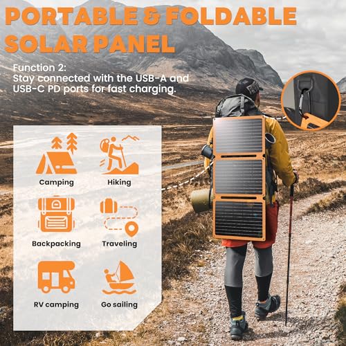 FieryRed 30W 12V Solar Panel Car Battery Charger & Maintainer, Portable Waterproof Trickle Charger with Built-in Controller, Cig Plug, Alligator Clips, USB-C, USB-A Outputs for Car, Boat, RV, Tractor - size: 30W