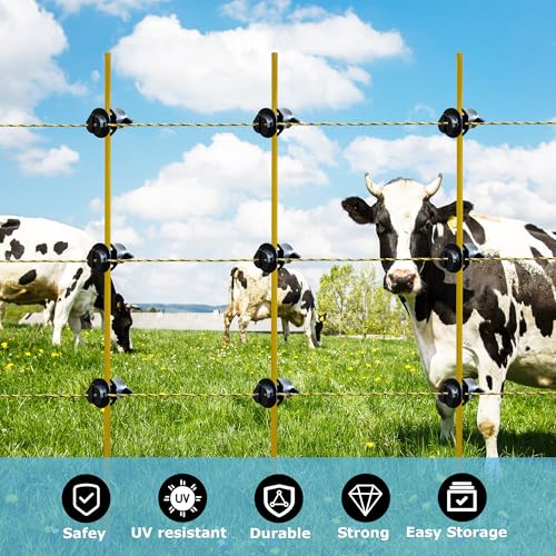 50 Pcs Electric Fence Insulators Round Post Clips Electric Wire Insulators Holding for Pig Tail Fiberglass Electric Fence Post - size: 50 pcs