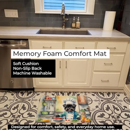 Caroline's Treasures Affenpinscher The Chef Memory Foam Kitchen Mat Machine Washable Anti-Fatigue Mat Cushion Comfort Bath Mat or Kitchen Rug - color: Affenpinscher 6179