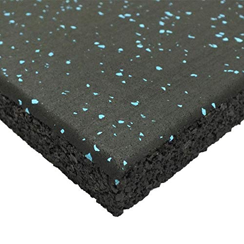 Genaflex Pro Heavy Duty Thick Rubber Gym Floor Tiles High Density Shock Absorbent Laminated Deadlift Mats - 1" Thick X 20" W X 20" L - 2.7 Sq. Ft. (Light Blue/Black, 1 Tile - 2.7 Sq. Ft.) - color: Light Blue/Black