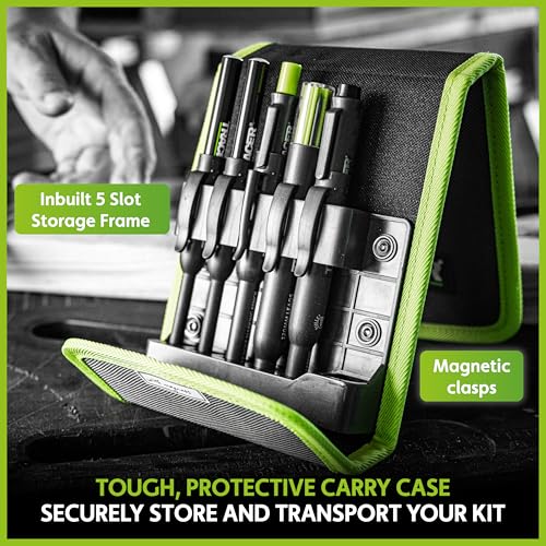 Tracer Construction Pencil Kit - Carpenter Pencils w/Markers - 5pc Set | 5-piece carpenter pencil set with deep hole marking pens, heavy-duty clog-free marker, 2.8mm leads, and magnetic case - style: 5pc Set