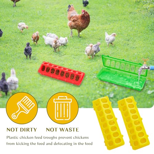 Didaey 12 Pieces Quail Feeders and Waterers Plastic Flip Top Chick Feeder No Waste Trough Dish Dispenser for Baby Chick Bird Pigeon Small Poultry Brooder Ducks, 3 Colors
