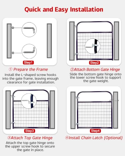 Farm Gate 4ft×50in, PVC-Coated Welded Steel Livestock Gate, Blue | 2 x 4 in no-climb wire mesh and fully welded frame for goats, sheep and hogs; suitable for pens, pastures, corrals and farms